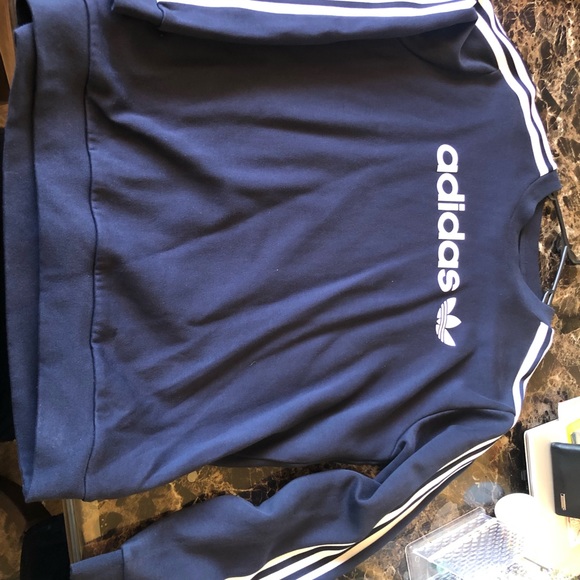 Boxy Tri-Stripe ADIDAS Navy Blue Sweater - Picture 2 of 3